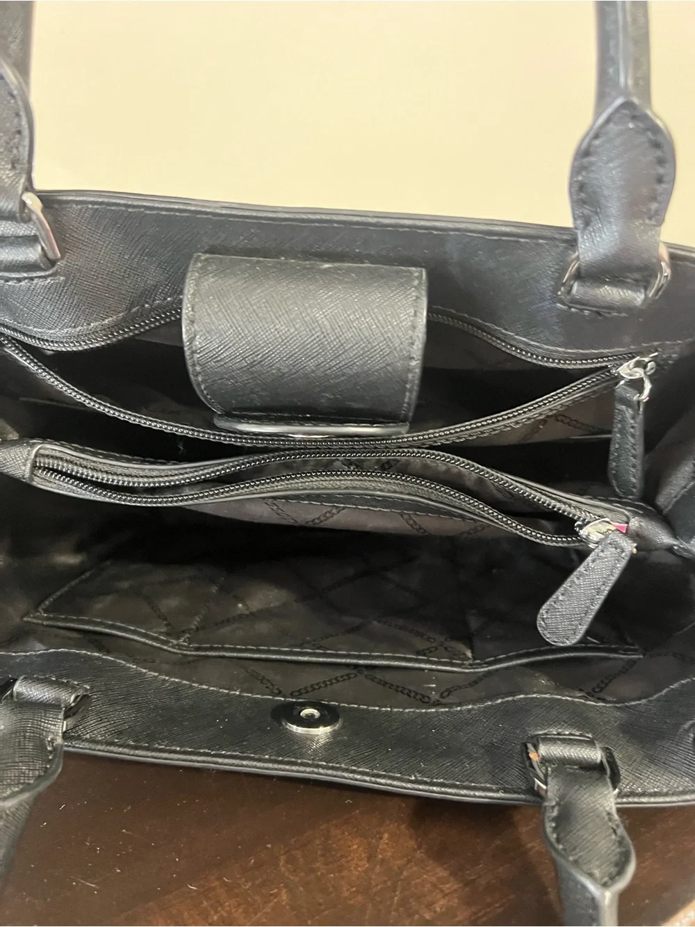 Michael Kors Black Quilted Interior Zip Tote